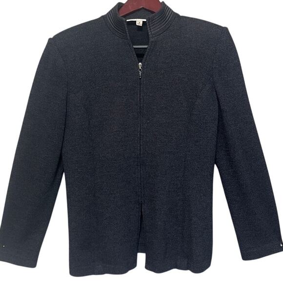 St. John Collection Women’s Cardigan Dark Gray Signature Knit Designer Luxury 8 - Picture 1 of 9